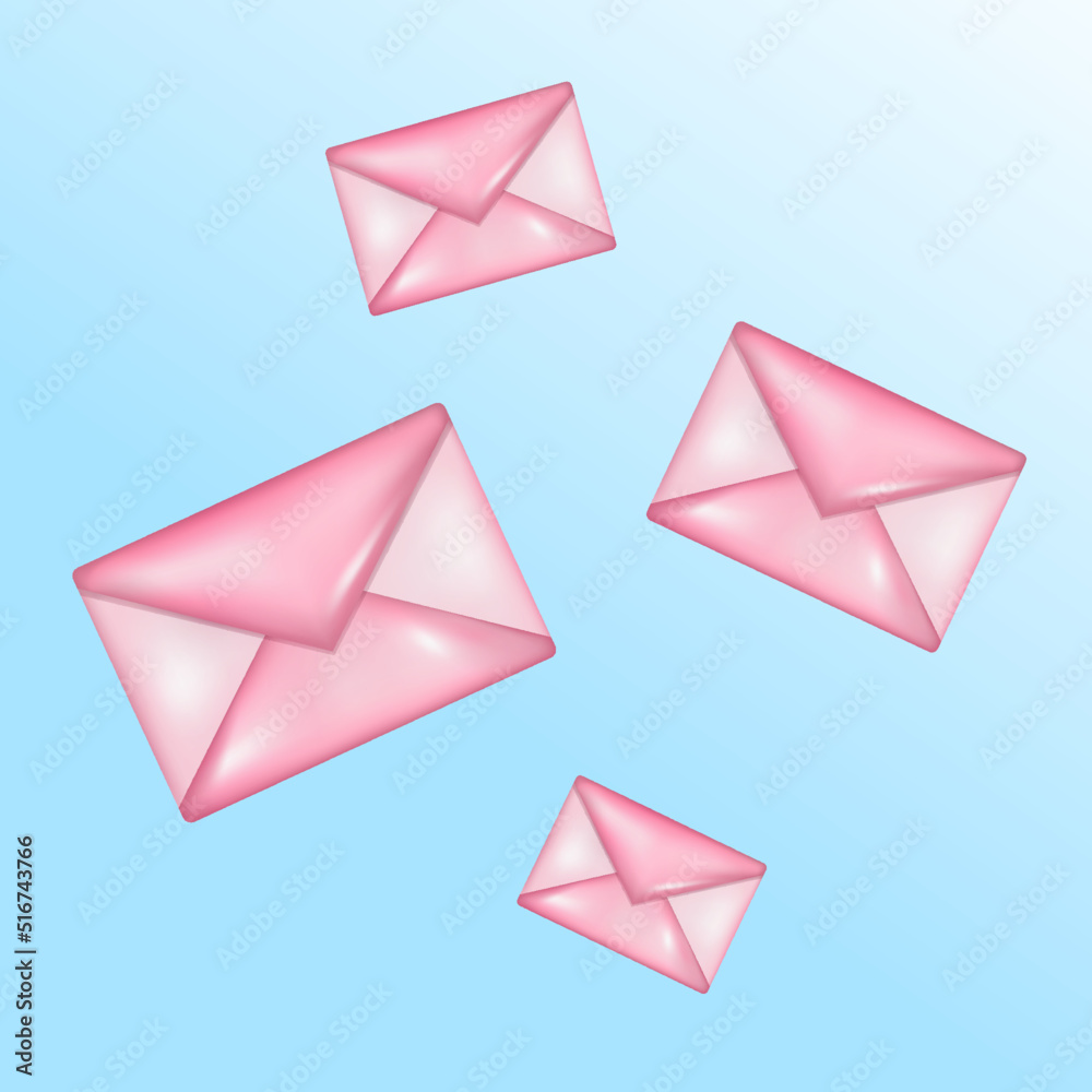 Realistic design of paper envelopes on a blue background. Vector stock illustration. plastic mold. Communication and message. Message Realistic design of paper envelopes on a blue background. Vector stock illustration. plastic mold. Communication and message. Message