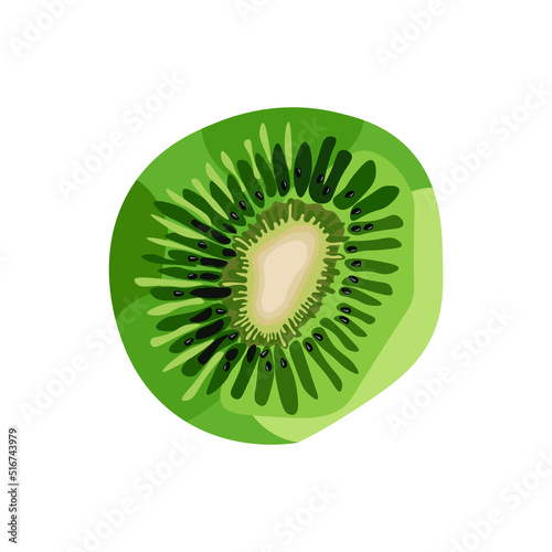Kiwi sliced. Vector image of a kiwi on a white background. Summer, bright, juicy illustration.