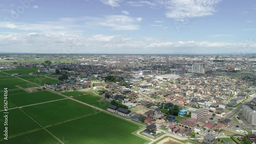 《宮城県》大崎市の街並みの空撮