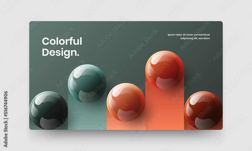 Isolated presentation design vector layout. Modern realistic spheres cover illustration.