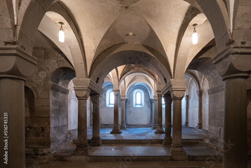 Charlemagne crypt inside Grossmunster or Grossm  nster church in Zurich city Switzerland  no people