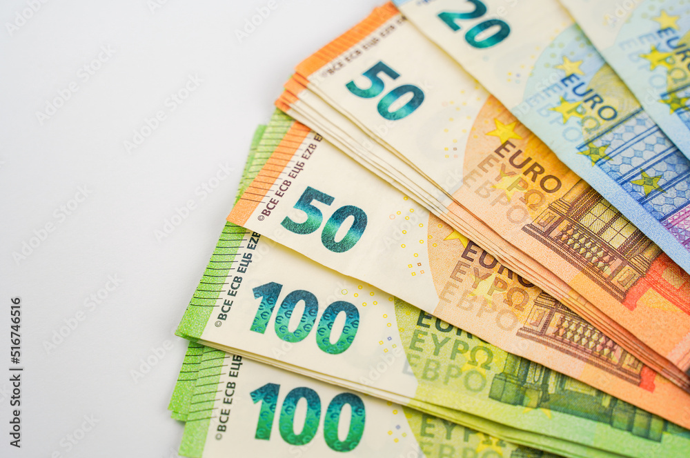 Euro banknotes. Paper money. Cash on white isolated background Euro banknotes. Paper money. Cash on white isolated background