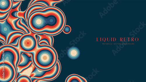 Liquid retro 3D metaball, with organic structure. Abstract vector colorful background. Fluid futurisctic shapes.