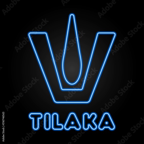 Tilaka neon sign, modern glowing banner design, colorful modern design trends on black background. Vector illustration.