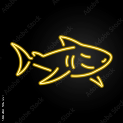 shark neon sign  modern glowing banner design  colorful modern design trends on black background. Vector illustration.