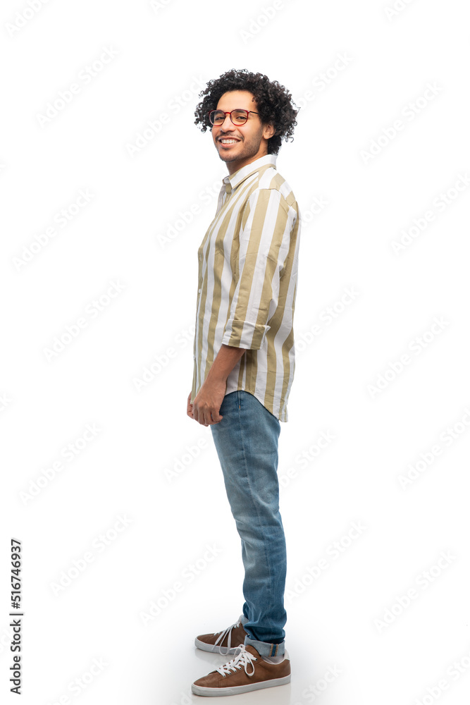 people concept - smiling young man in glasses over white background people concept - smiling young man in glasses over white background