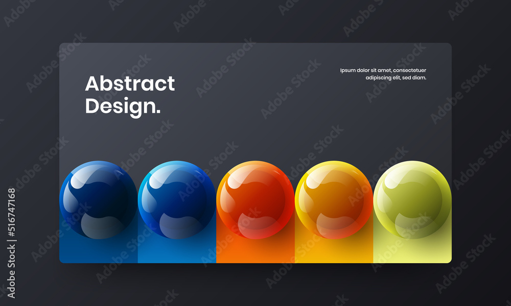 Creative realistic balls pamphlet concept. Isolated website screen vector design template.