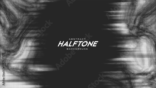 Abstract vector torn monochrome halftone background. Scrathed dotted texture element.