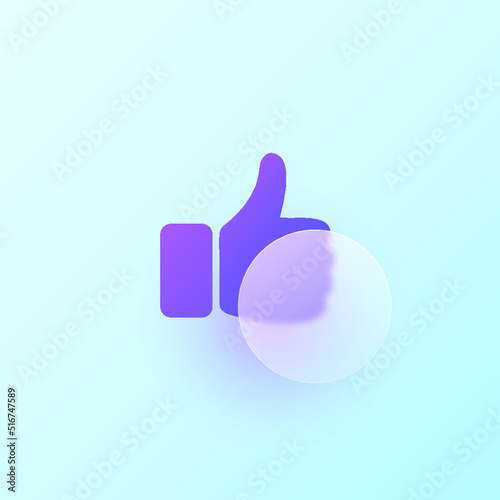 Glassmorphism thumb up, like icon