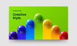 Trendy web banner vector design illustration. Amazing 3D spheres annual report layout.