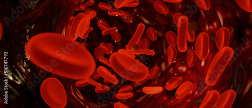 Red blood cells,hemoglobin, erythrocytes flowing. 3D Render