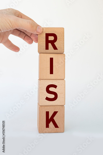 Risk inscription on wooden blocks. risk concept idea.
Risk management concept.
