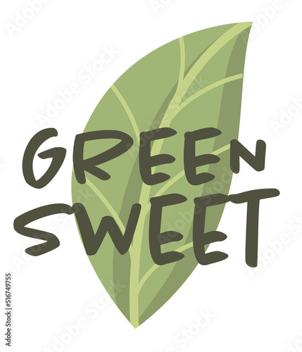 Green sweet stevia leaf, organic sweetener logo