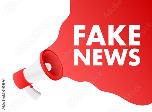 Fake news megaphone, electronic internet fraud. Vector illustration.