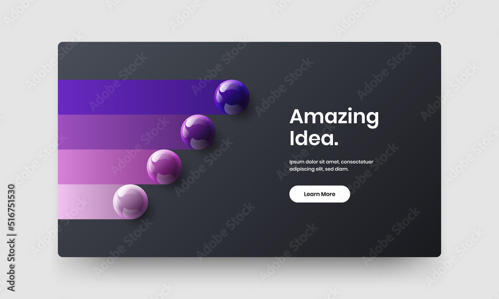 Naklejka premium Original corporate brochure vector design template. Unique realistic spheres website illustration.
