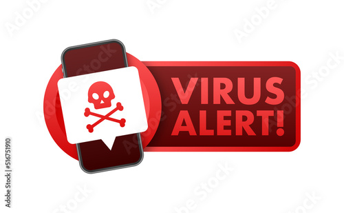 Danger symbol vector illustration. Virus protection. Computer virus alert. Safety internet technology, data secure.