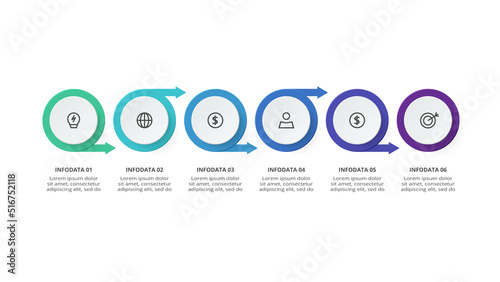 Creative concept for infographic with 6 steps, options, parts or processes. Business data visualization.