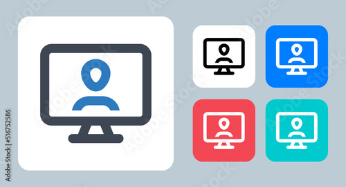 Computer User icon - vector illustration . computer, pc, user, account, profile, avatar, notebook, login, person, password, video call, line, outline, flat, icons . © Arafat Uddin