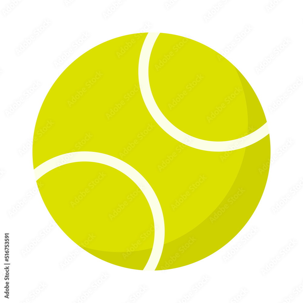 Tennis Ball Vector Icon Clipart in Flat Animated Illustration on White Background