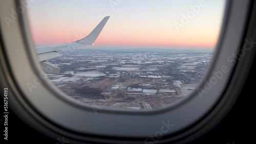 View from plane landing on Rzeszow-Jasionka airport near Rzeszow city, Poland, 4k photo