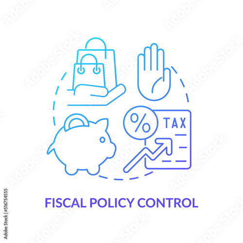 Fiscal policy control blue gradient concept icon. Higher tax rate. Regulations. Controlling inflation abstract idea thin line illustration. Isolated outline drawing. Myriad Pro-Bold font used photo