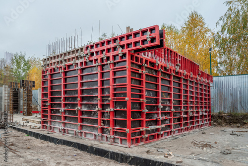 Wall formwork in residential construction. photo