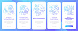 Dealing with inflation in business blue gradient onboarding mobile app screen. Walkthrough 5 steps graphic instructions with linear concepts. UI, UX, GUI template. Myriad Pro-Bold, Regular fonts used