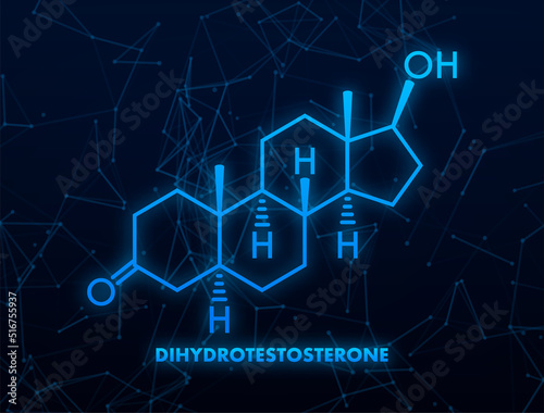Dihydrotestosterone DHT, androstanolone, stanolone hormone molecule. Skeletal formula. Vector stock illustration photo
