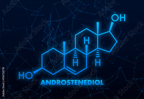 Illustration with androstenediol formula. Structural chemical formula