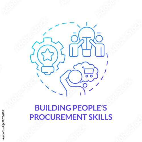 Building people procurement skills blue gradient concept icon. Purchasing strategy abstract idea thin line illustration. Decision making. Isolated outline drawing. Myriad Pro-Bold font used