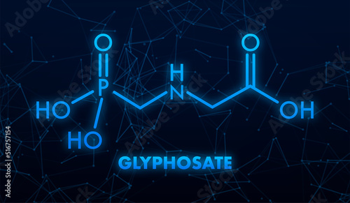 Glyphosate formula. Glyphosate herbicide molecule. Vector illustration