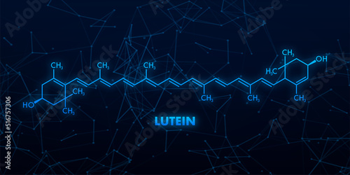 Lutein formula. Lutein yellow-orange plant pigment molecule.