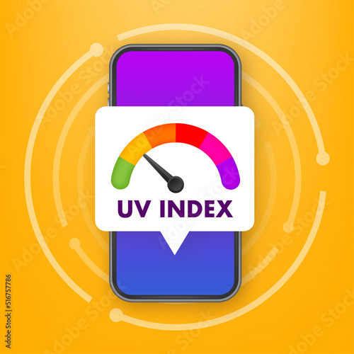 UV index level sun. numbers solar protection. Vector illustration.