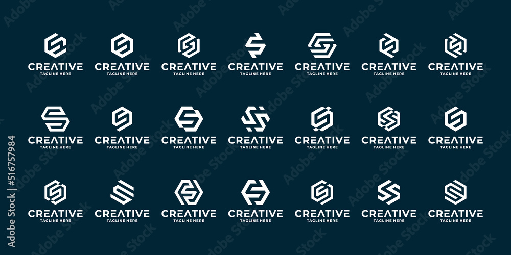 set of initials monogram S logo design. Creative initial letter S logo.