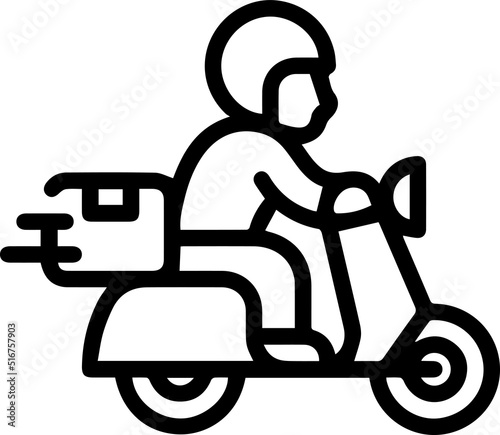 fast delivery with motorcycle, courier symbol vector icon - outline and linear style.