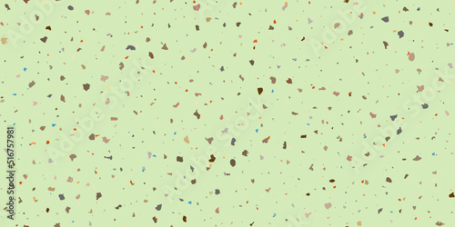 Terrazzo flooring seamless pattern with pieces of granite, quartz, glass and stone. Marble floor texture. Green classic paving design. Abstract wall background. Retro venetian stone material