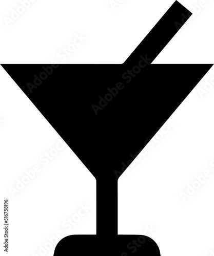 martini alcoholic cocktail drink simplified vector icon - black and white style