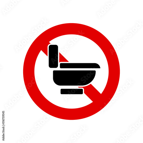 No toilet bowl icon.  Bathroom prohibited. Vector.