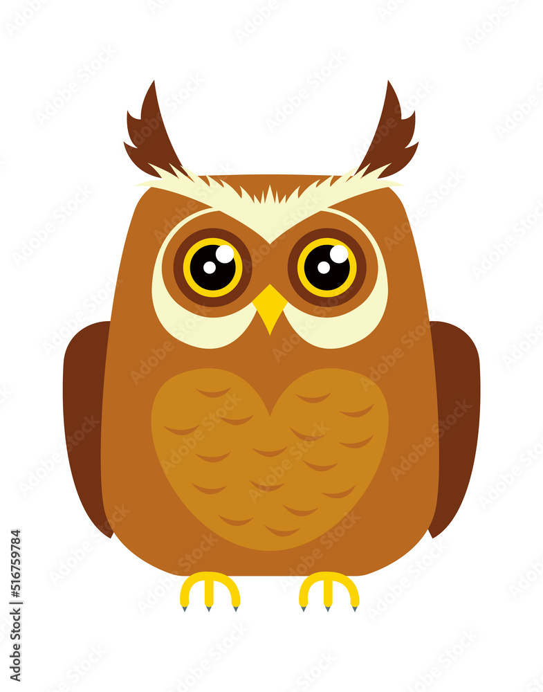 Funny Cartoon Owl Bird. Vector illustration Funny Cartoon Owl Bird. Vector illustration