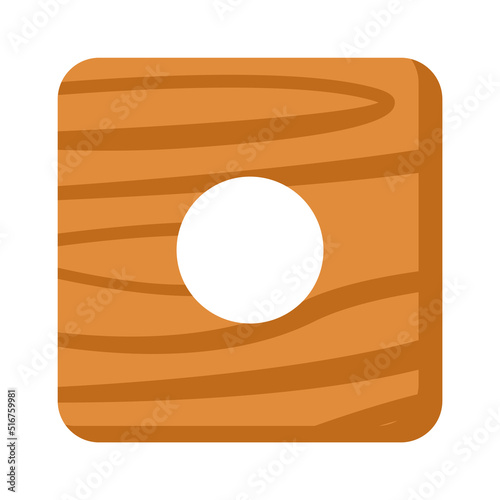 Wooden toy square with hole icon. Vector illustration