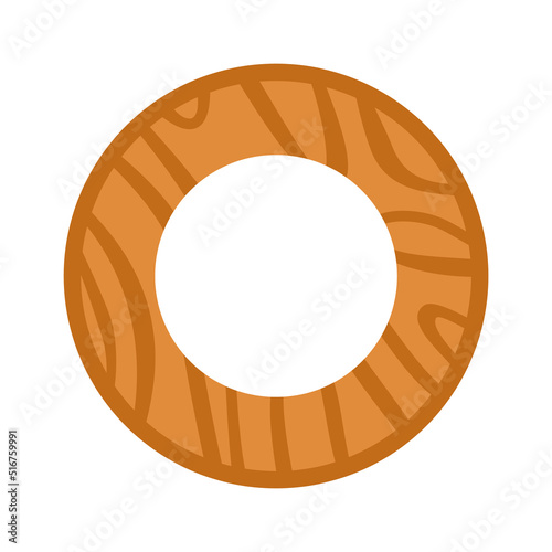 Wooden toy circle with a hole icon. Vector illustration