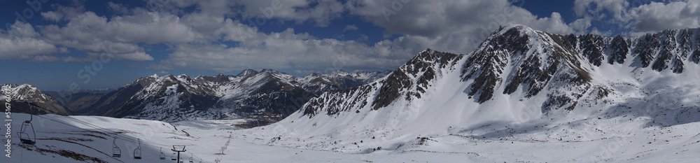 panoramic view of snow covered mountains in france