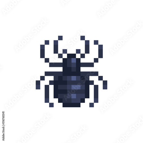Spider icon isolated vector illustration. Insect pixel art flat style element design for stickers, logo, embroidery, mobile app. Video game assets. 8-bit sprite.