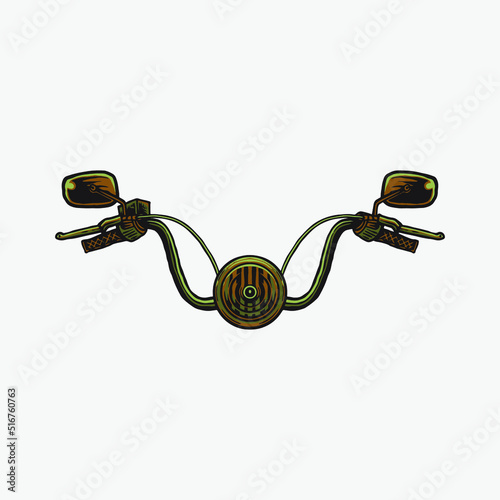 Headlamp with handlebar retro motorcycle.