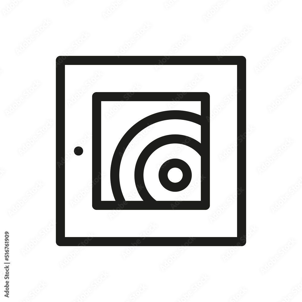Fire hose reel cabinet isolated icon. Firehose box vector icon with editable stroke. Fire hose reel cabinet isolated icon. Firehose box vector icon with editable stroke.