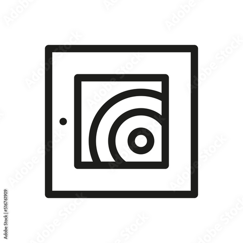 Fire hose reel cabinet isolated icon. Firehose box vector icon with editable stroke. photo