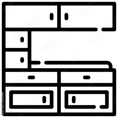 KITCHEN CABIROT line icon,linear,outline,graphic,illustration