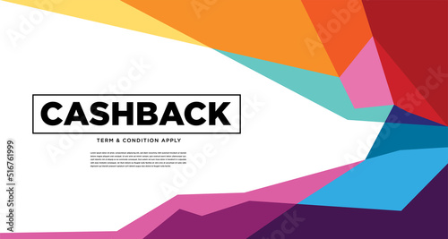 Colorful abstract geometric and fluid banner template for marketing promotion material. Giveaway, cash back, gift card, and member card bonus design template.