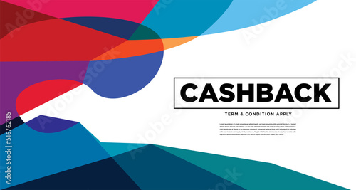 Colorful abstract geometric and fluid banner template for marketing promotion material. Giveaway, cash back, gift card, and member card bonus design template.
