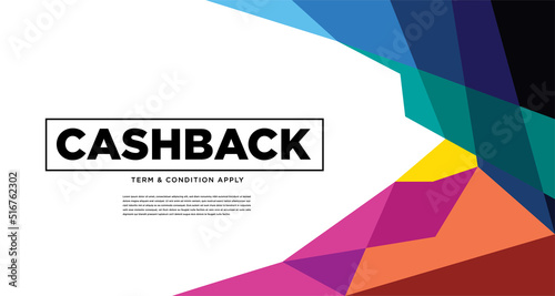 Colorful abstract geometric and fluid banner template for marketing promotion material. Giveaway, cash back, gift card, and member card bonus design template.